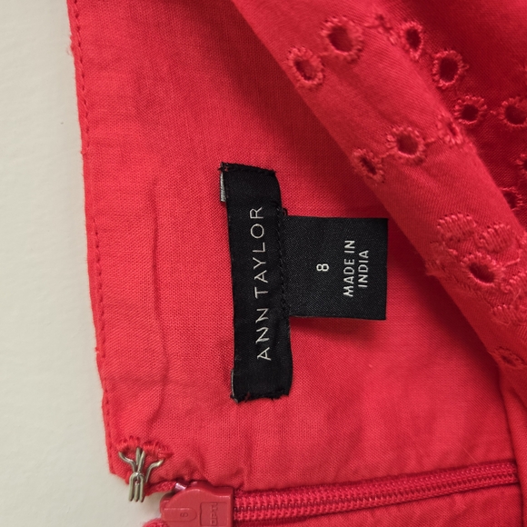 Anne Taylor Red Eyelet Puff Sleeve Top - Picture 8 of 13